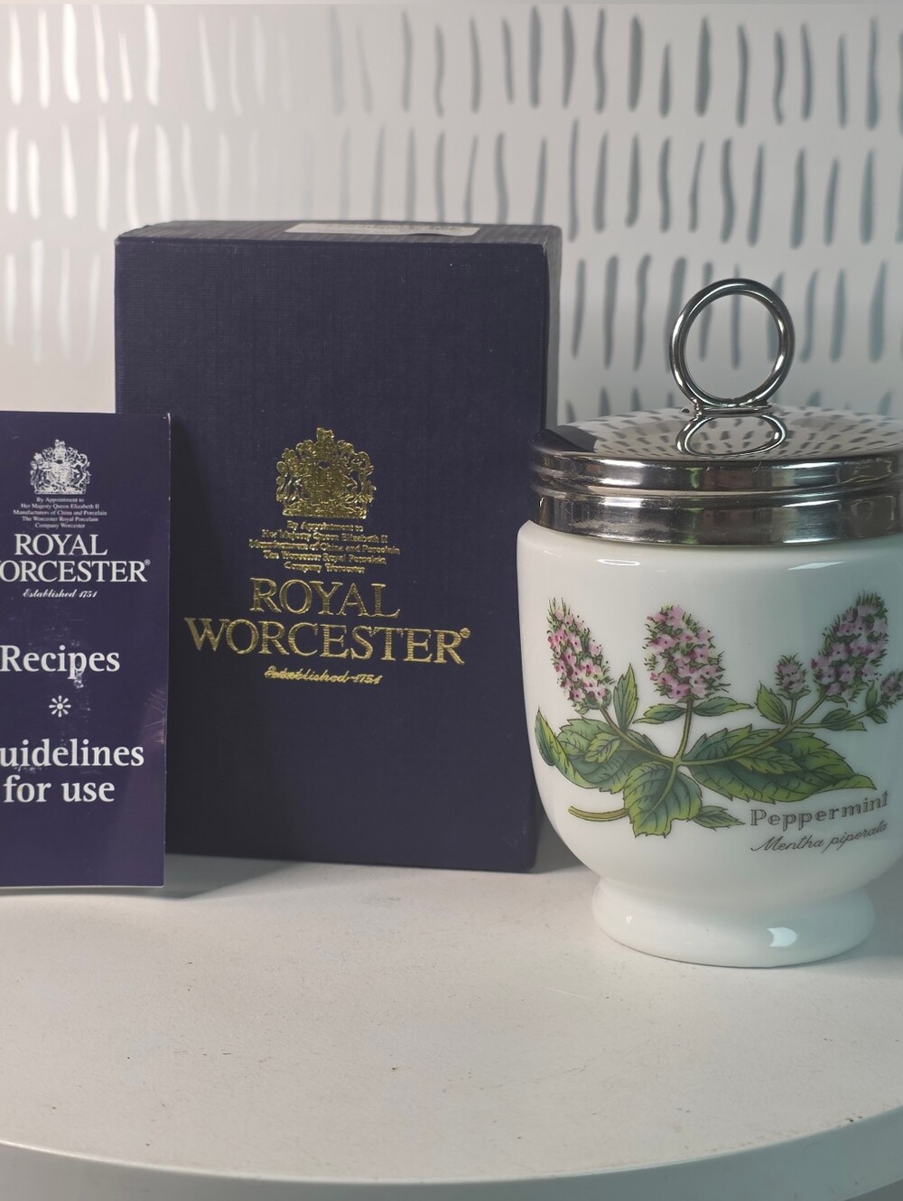 Royal Worcester Egg Coddler Peppermint Mentha piperita with Box & Booklet